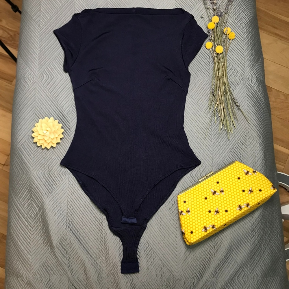 H&M navy boatneck bodysuit US6